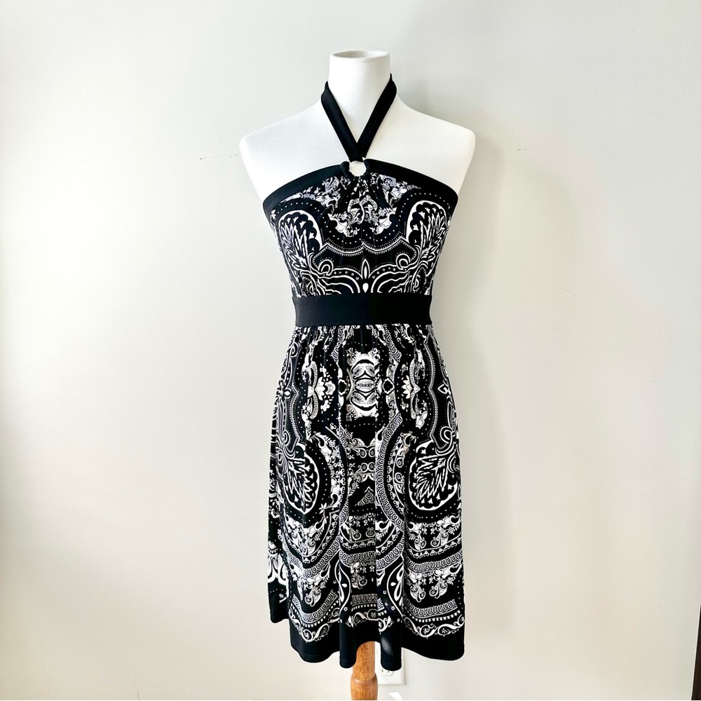 White House Black Market Halter Design Dress Size X-Small with Garment Bag